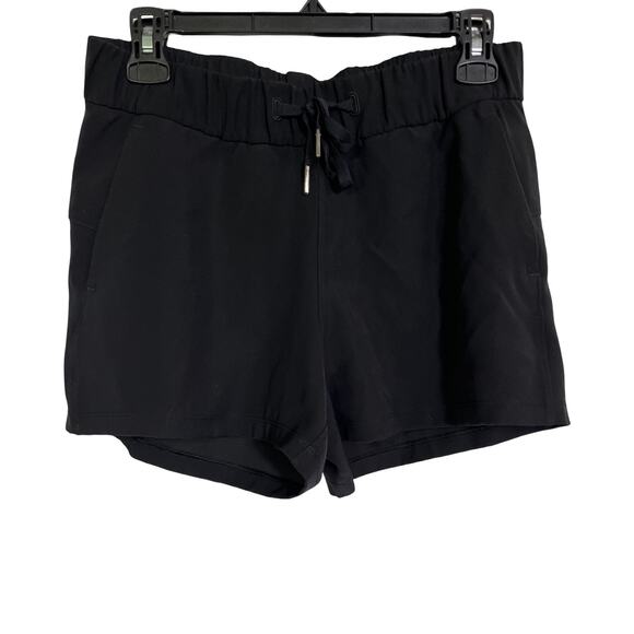 Lululemon On The Fly Shorts Black Women’s 6 Elastic Waist Drawstring Pocket - Picture 1 of 6